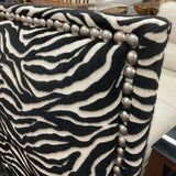 Zebra & Black Leather Arm Chairs on Casters