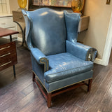 Hickory Chair Blue Leather Wingback