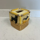 Yellow and Cream Dog Tissue Box