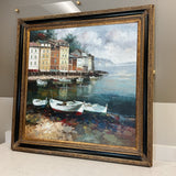 Harbour Oil with Black & Gold Frame by S. Gilianno