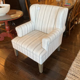 White and Gray Striped Club Chair