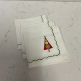 Set of 3 Crate and Barrel Red and Green Christmas Tree Napkins