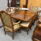 Ethan Allen Table, 8 Chairs, 2 Leaves As Is