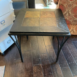 Solid Slate Top and Metal End Table