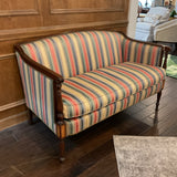 "Hickory Chair" Striped Silk Upholstered and Carved Mahogany Settee