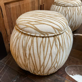 Tan and White Pouf