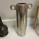 Silver Metal Vase W/ Handles