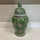 Green and White Floral Ginger Jar