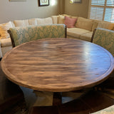 71" Round Wood Table with 4 Benches