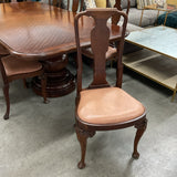 Dining Table with 2 Leaves and 8 Leather Seated Chairs