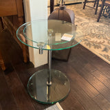 Two Tier Swivel Glass Top End Table