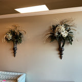 Pair of Black and Gold Sconces w/Flowers