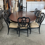 Thomasville Round Table with 8 Chairs and 1 Leaf As Is