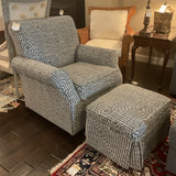 Newly Upholstered Lillian August Swivel Rocker w/Ottoman