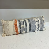 Gray & Beige Striped Lumbar Pillow