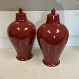 Pair of Red Vases wth Lids