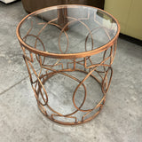 Glass and Metal Round End Table