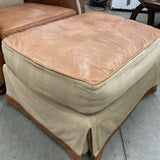Henredon Leather Chair with Ottoman As Is