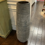 Tall Black & White Ribbed Vase