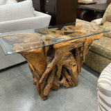 Furniture Classics Teak Root & Glass Console