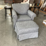 Reupholstered Broyhill Chair with Ottoman