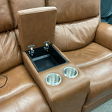 Flexsteel Leather Power Reclining Loveseat with Headrest and Lumbar Adjustment