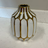 Ribbed Gold and White Vase