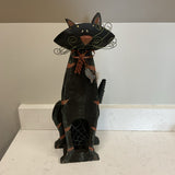 Black Cat Wooden Candleholder