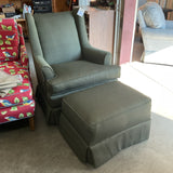 Newly Reupholstered Howard Miller Swivel Rocker w/Ottoman