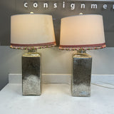 Pair of Hammered Lamps with Tassel Shades