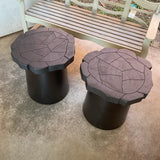 Pair of Scalloped Acacia Wood End Tables