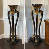 Pair of John Richards Empire Style Leather Top Plant Stand