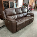 Flexsteel Henry Leather Power Reclining Sofa with Power Headrest & Lumbar