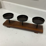 Wood and Metal 3 Candle Holder