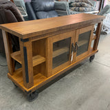 Rustic Media Console with Wheels