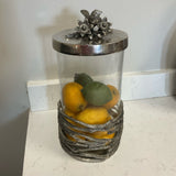 Glass Bird Cylinder with Lemon and Limes