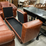 Leather Sectional Sofa with Storage Ottoman