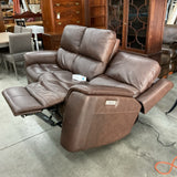 Flexsteel Henry Leather Power Reclining Sofa with Power Headrest & Lumbar