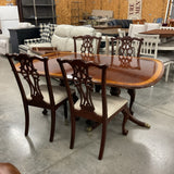 Ethan Allen Dining Table, 1 Leaf, 4 Chairs, Pads