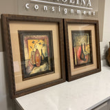 Pair of Mid-Century Modern Style Painting of Pottery by Marie-Frederique