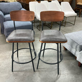Pair of Black & Wood Swivel Counter Stools