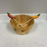 Clay Art Salad Bowl with Servers