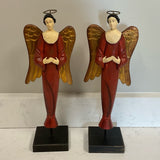 Pair of Red and Gold Angel Figurines