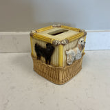 Yellow and Cream Dog Tissue Box
