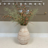 Pink Pottery Vase with Flowers