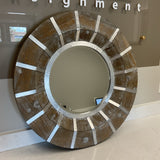 Round Wood Metal Mirror