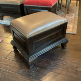 Drexel Leather and Wood Foot Stool
