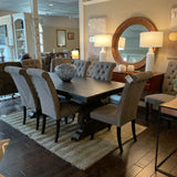 Bellamy Peppercorn Magnussen Home Table with 2 Leaves and 8 Chairs