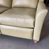 Bassett Power Reclining Green Leather Sofa