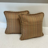 Pair of Plaid Pillows with Braided Trim